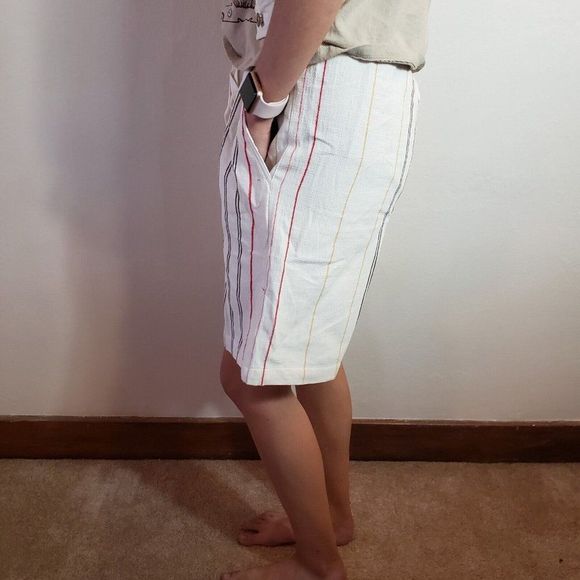 Zara Cream With Multi-colored Stripes Shorts Size Large - Picture 2 of 7